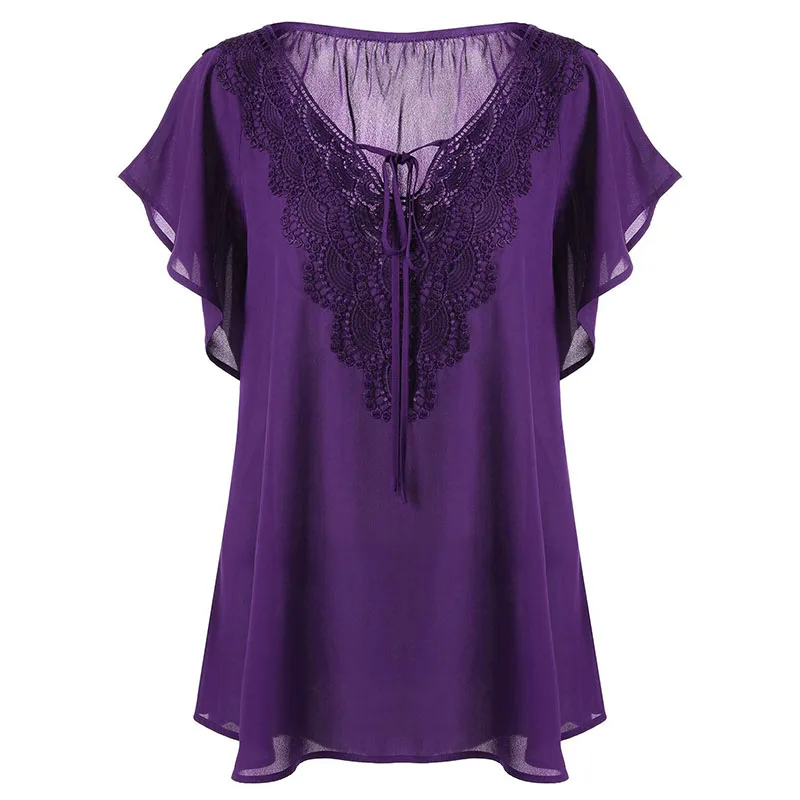 Кружевные топы с вышивкой размера плюс 3Xl 5Xl блузки летние женские v-образным