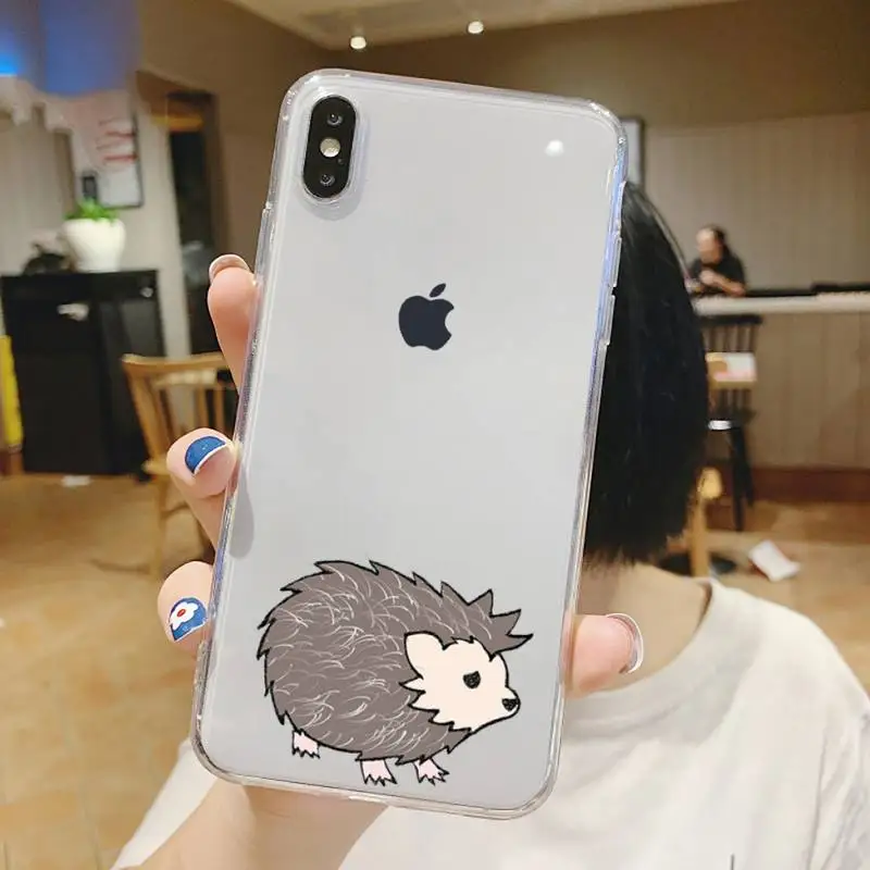 

Hedgehog cute animal Phone Case Transparent for iPhone 6 7 8 11 12 s mini pro X XS XR MAX Plus