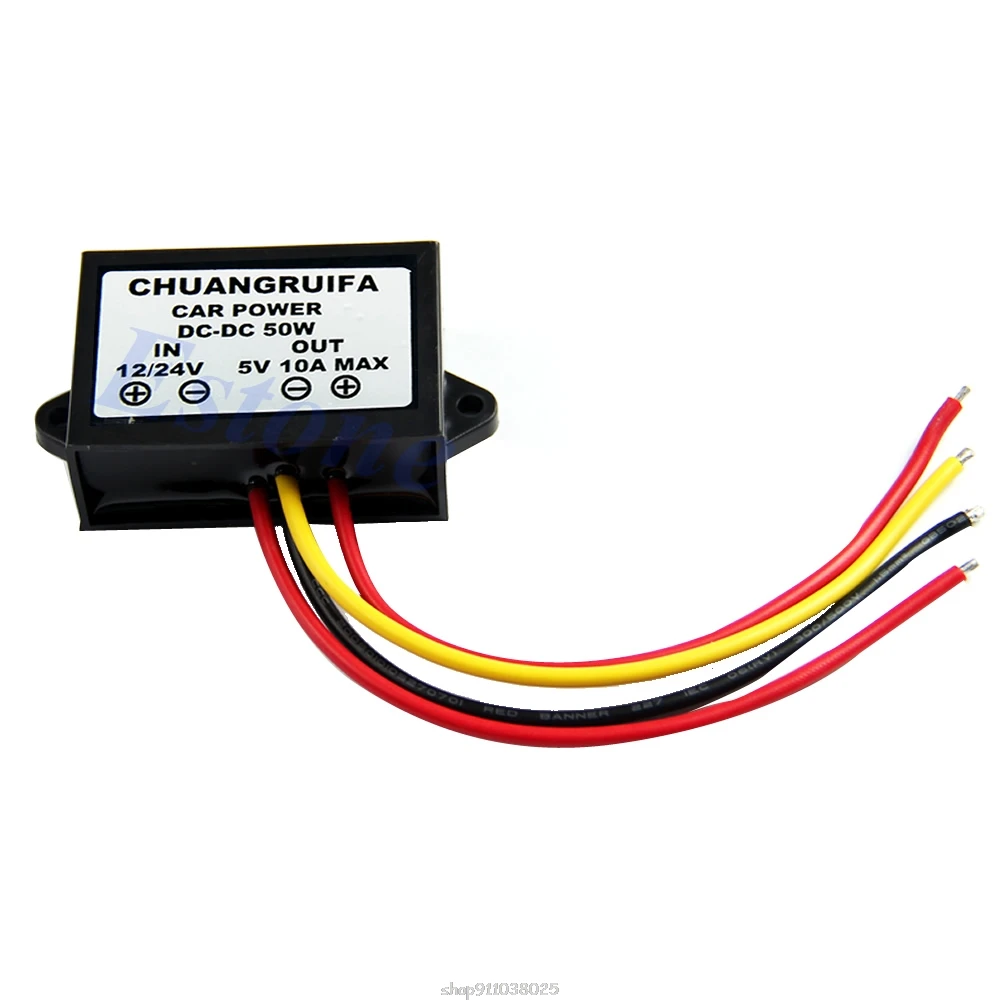 

Waterproof DC 12/24V to 5V 10A 50W Car Power Step-Down Converter Module D17 20 Dropship