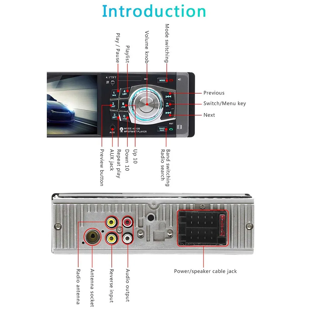 SWM-4012B 4,1 дюймов Автомобильный MP5/MP4/mp3-плеер FM карта U диск BT Реверсивный мультимедийный MP5 плеер автомобильные аксессуары