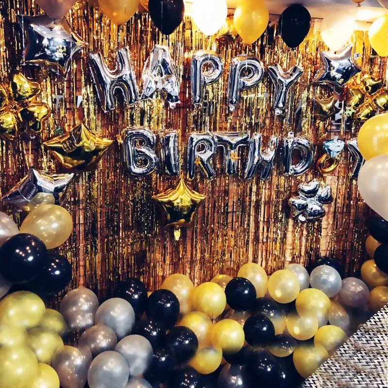 

Black Gold Happy Birthday Banner Balloons Helium Number Foil Balloon for Baby Boy Kids Adult 18 30 Birthday Party Decorations