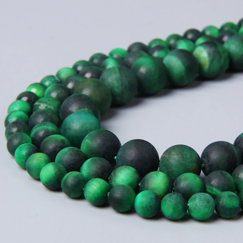 Женское ювелирное изделие зеленые круглые бусины в виде Тигрового Глаза |