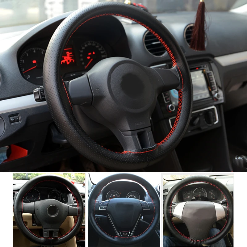 Ручная швейная крышка рулевого колеса искусственная кожа оплетка с резьба иглы