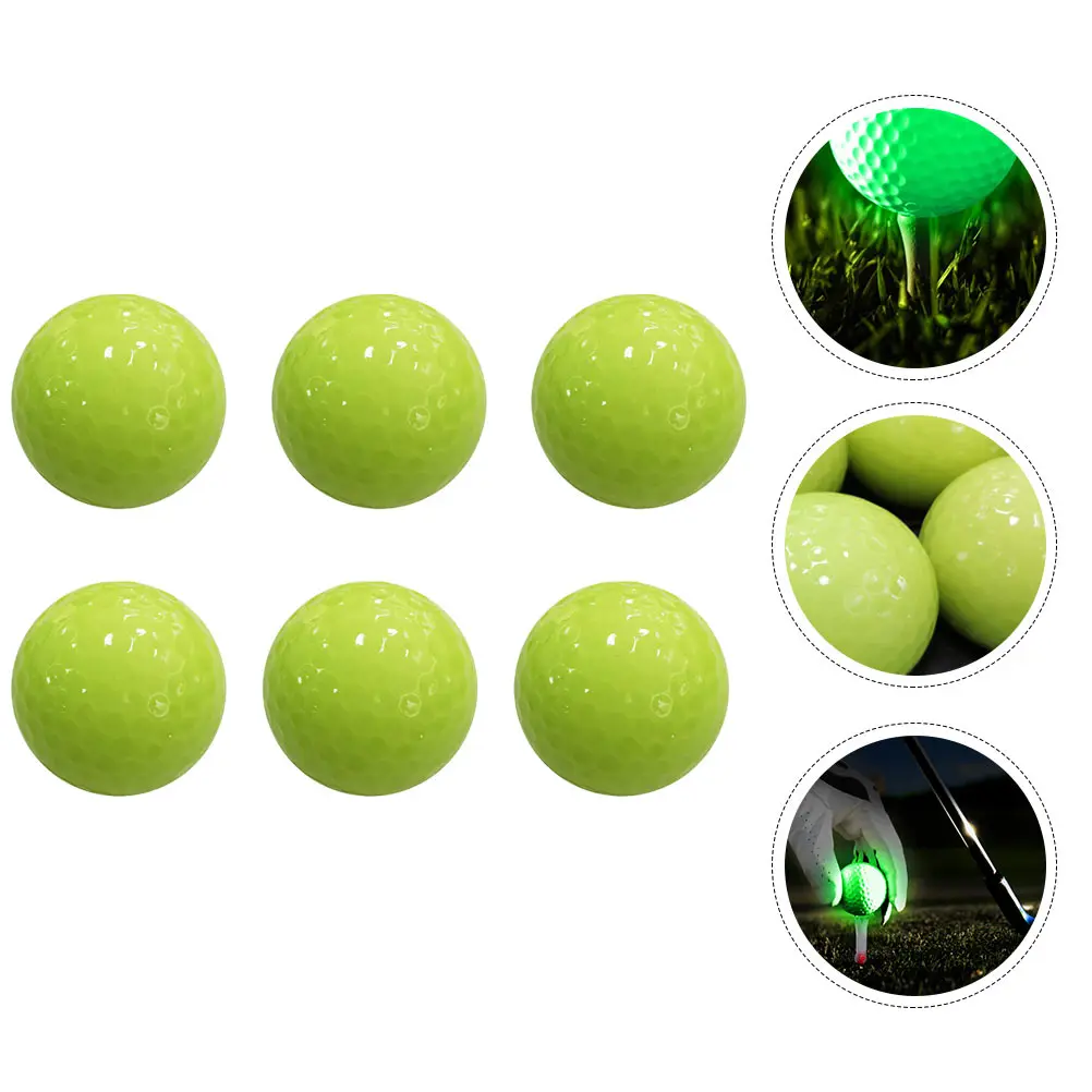 

6pcs Fluorescent Golfs Ball Glowing Long Lasting Training Ball for Night Twilight