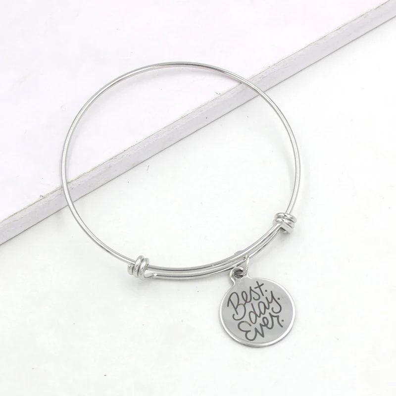 

Stainless Steel Jewelry Women Bangles Best Day Ever Bracelets For Women Friends Gifts Pulsera