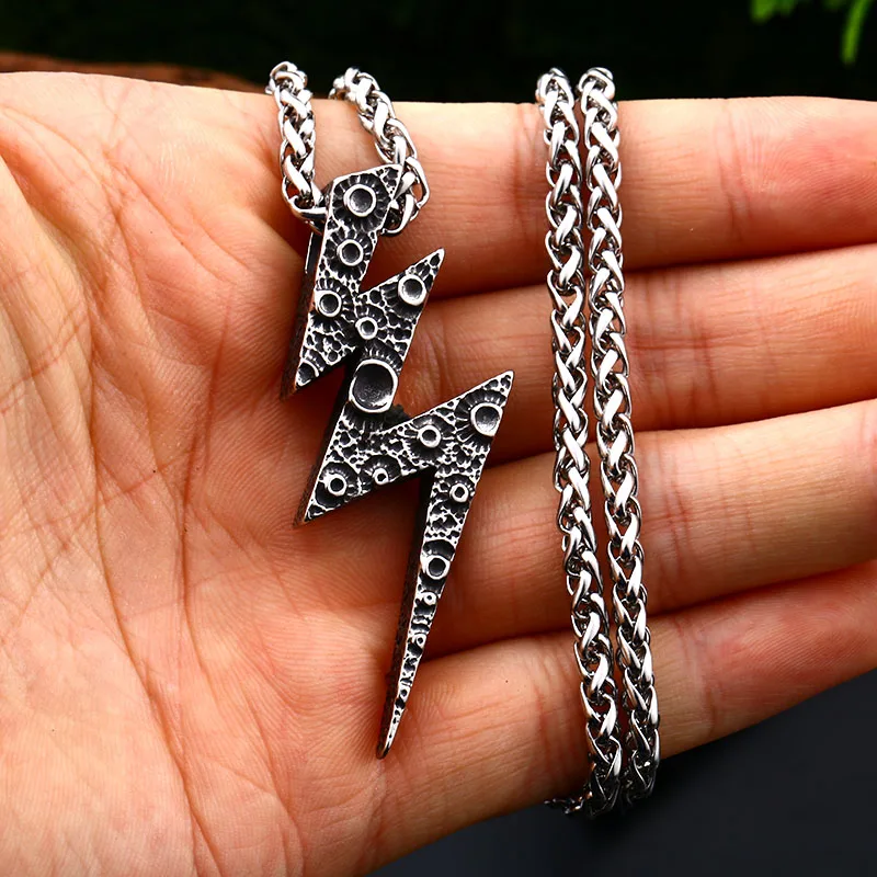 Мужская цепочка от BEIER подвеска молния в стиле ретро из нержавеющей стали