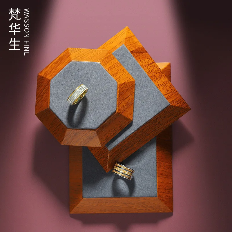 Wooden Microfiber Jewelry Display Stand Bracelet Ring Necklace Storage Tray Jewelry Display Props Customization