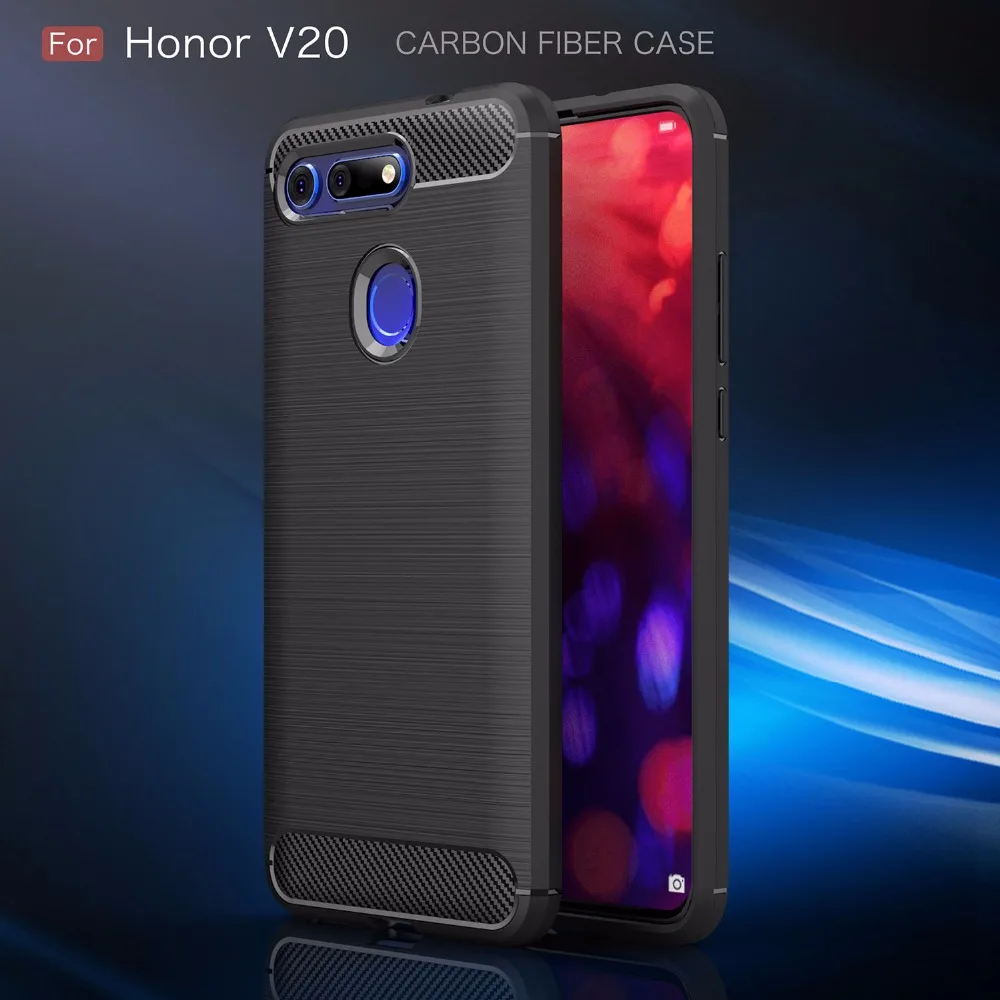 500 шт. защитный силиконовый чехол из углеродного волокна для Huawei Honor 20 Pro 20i V20 10 Lite