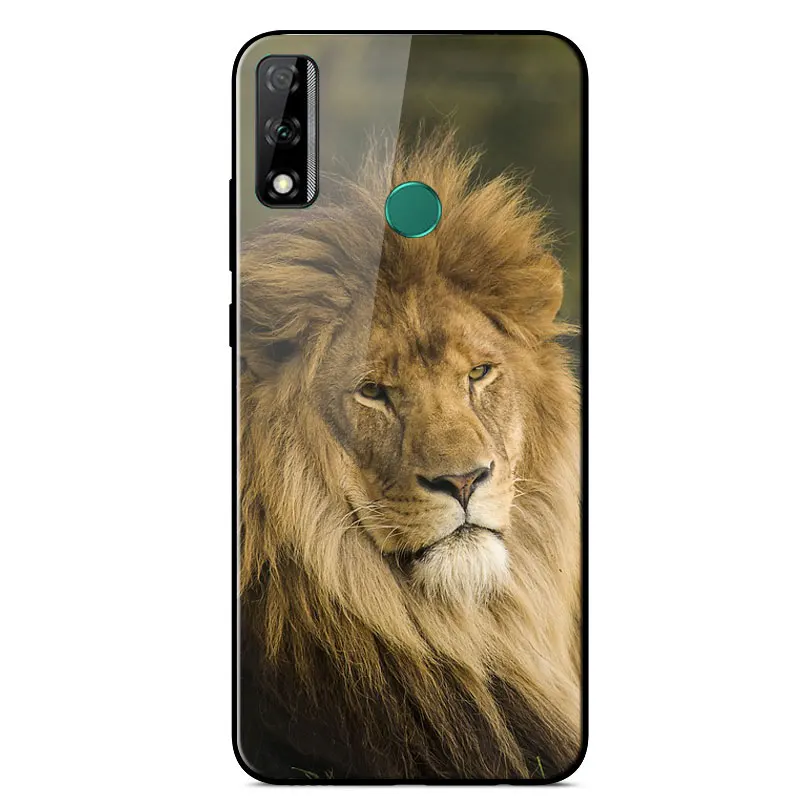 

For Huawei Y8S Case Fashion Painted Tempered Glass Hard Phone Case For Huawei Y8S 6.5 inch Soft Silicone Bumper Protection Cover