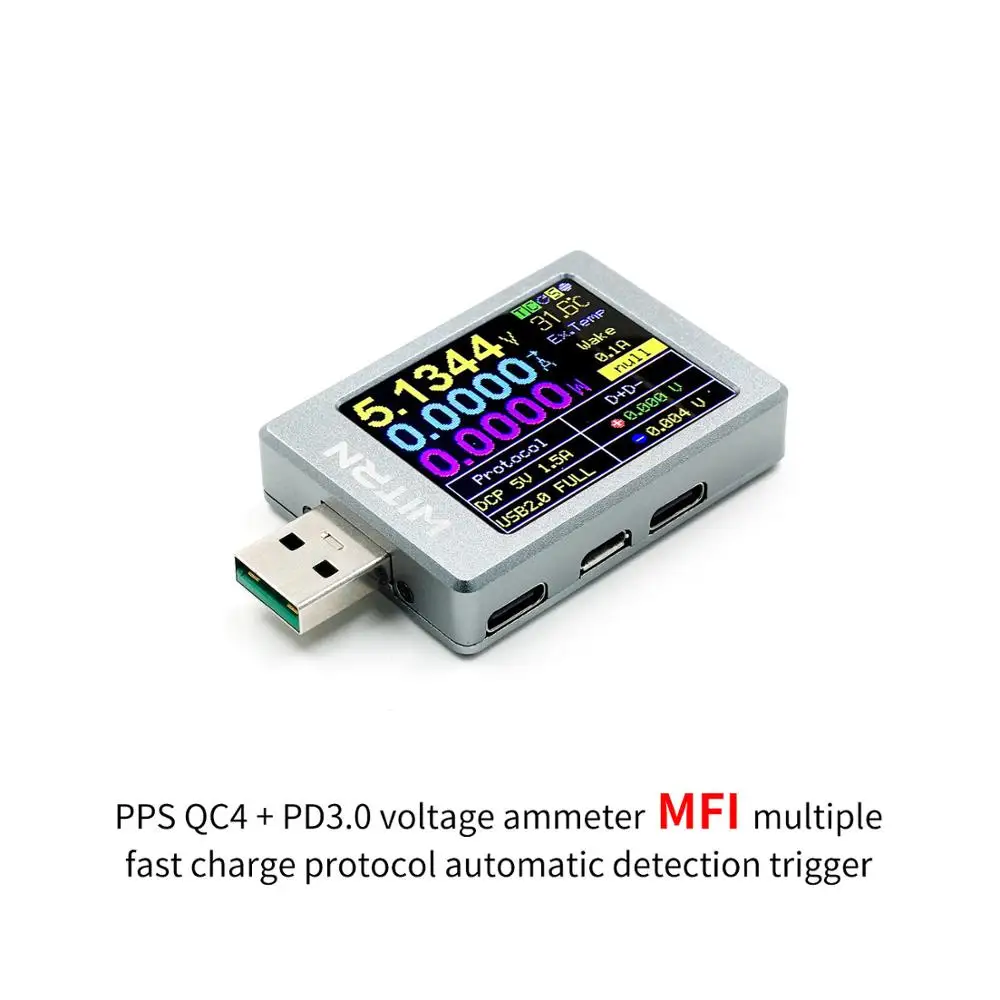 WITRN-X-MFI USB-тестер вольтметра QC4 + PD3.0 2 PPS с поддержкой быстрой зарядки | Инструменты
