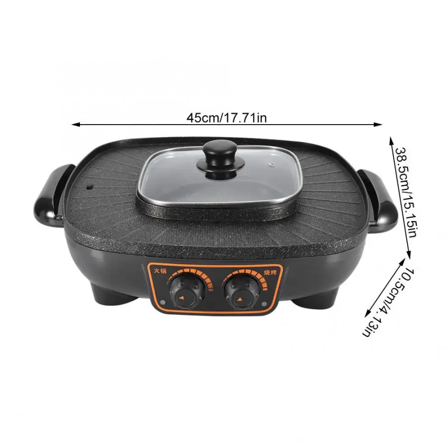 

1900W 220V Electric Hot Pot Multi-function Electric Cookware With BBQ Non-Stick Saucepan Electric Griddle Baking Pan