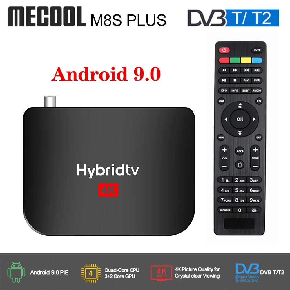 Mecool M8S PLUS Android 9 0 DVB T2 Гибридный ТВ Box Amlogic S905X2 4 ядра 64bit 2 Гб оперативной памяти 16