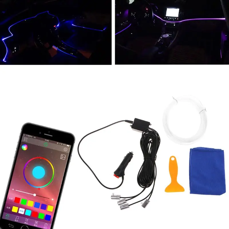 Светодиодсветильник RGB-лампа 4 в 1 для салона автомобиля 5 м |