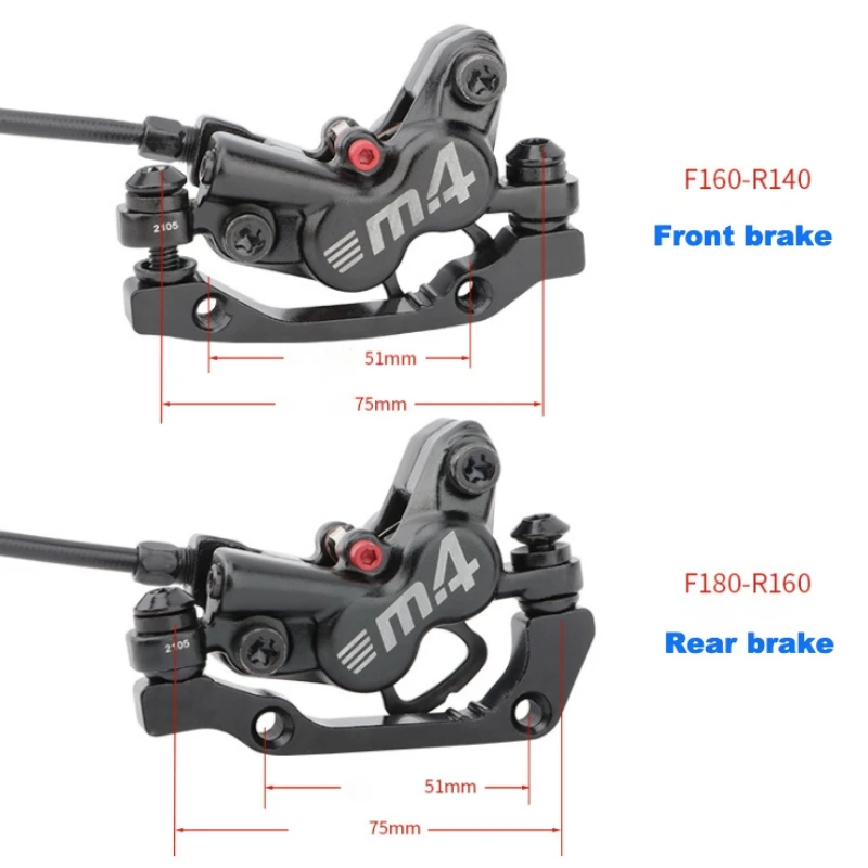 MT420 Mountain Bike Hydraulic 4 Piston Disc Brake MTB DH AM FR Oil Pressure Caliper Clamp Resin Pads 800/1400mm | Спорт и