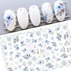 3D наклейки для ногтей, цветы, перо, дизайн, клейкий дизайн ногтей, Декор, фольга, слайдер, маникюрные наклейки для ногтей