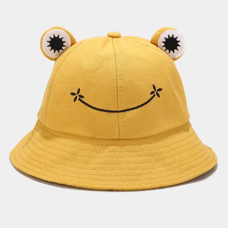 

Fashion hip-hop wild fisherman hat female new cute cartoon frog pot bucket hats Korean student couple sun hat parent-child hats