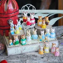 Wholesale foreign original bulks100pcs forest animal family mini cute kawaii kitten bunny bear doll kids toys for children girls