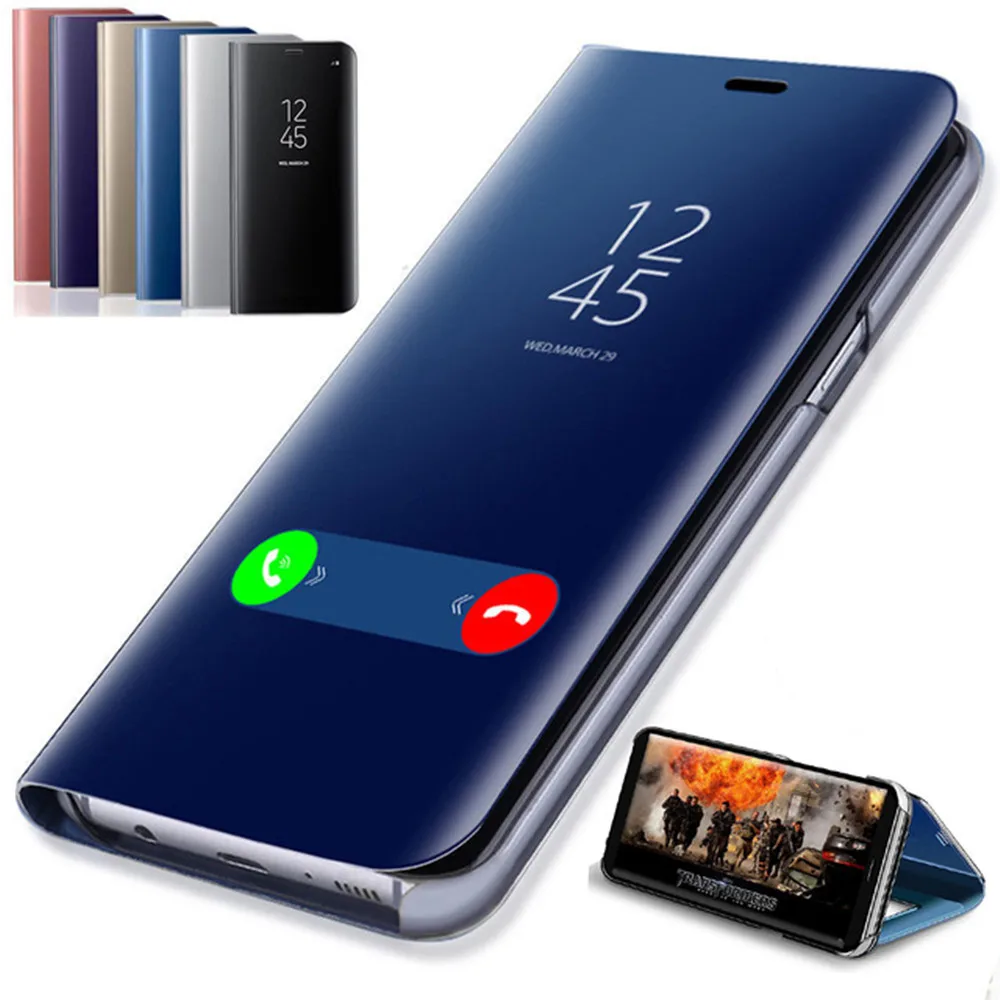 Зеркальный кожаный чехол для смартфона Samsung Galaxy A10 A20 A20E A30 A40 A50 A60 A70 A80 A90 M10 M20 M30 S10 S10E