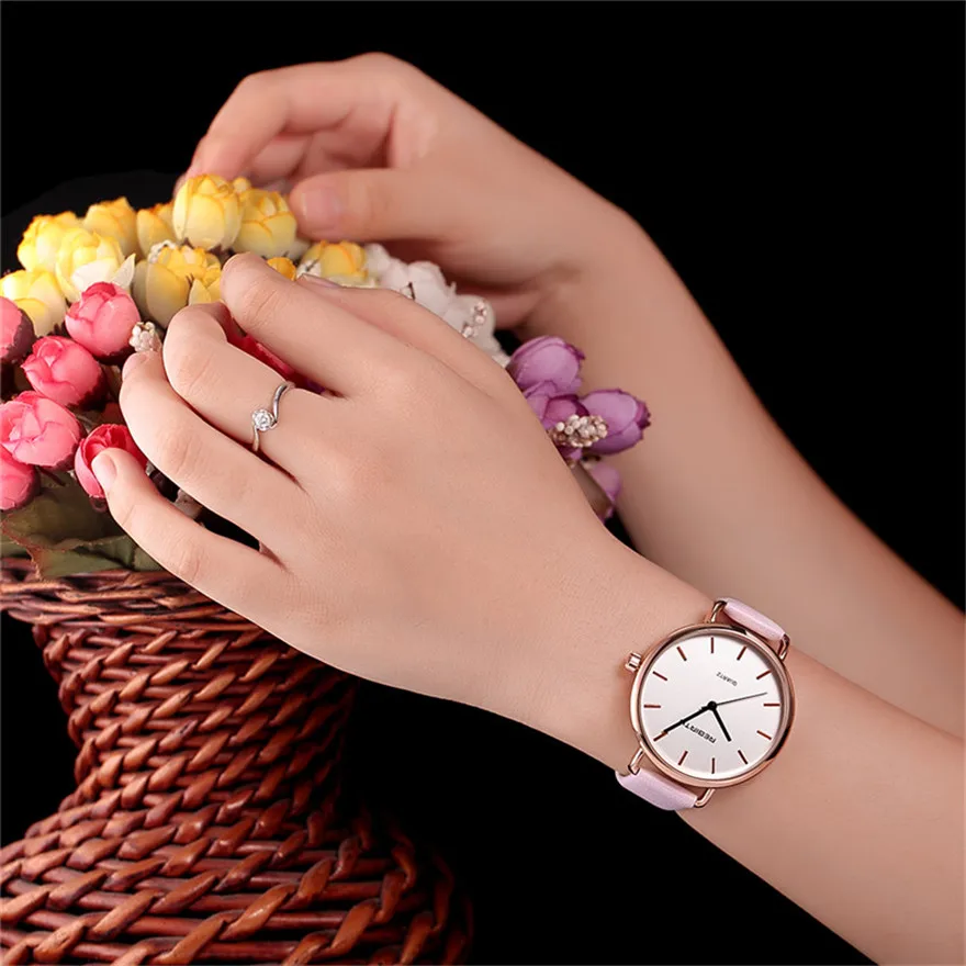Женские кварцевые часы REBIRTH Простые Модные Часы-браслет из искусственной кожи