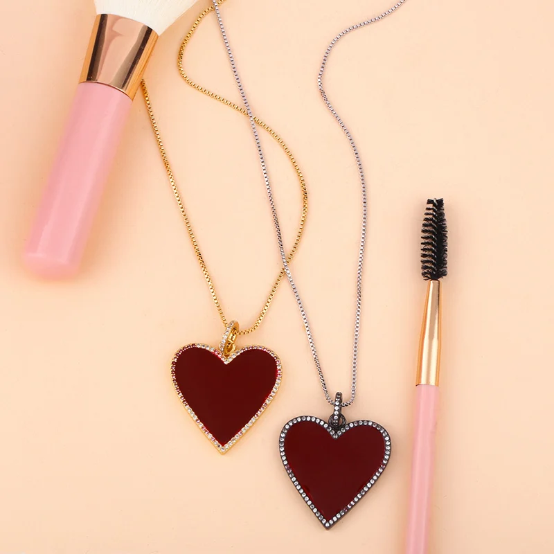 Женский Медный кулон в форме сердца FLOLA модный эмалевый с красным сердцем и