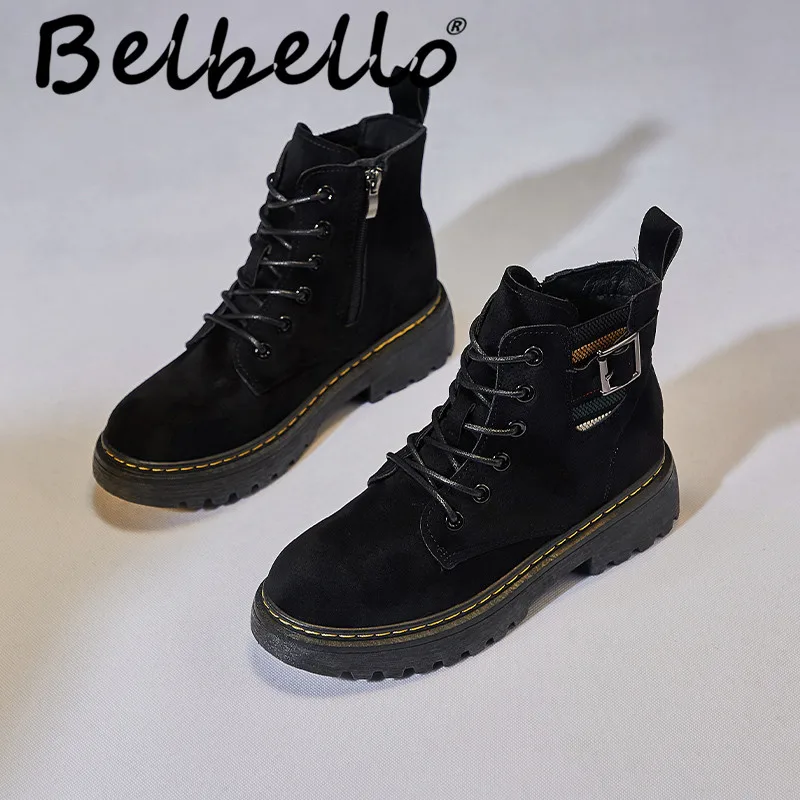 

Belbell Winter New style Plush British locomotive Martin boot Maeti Warm student bootsn pipe boots girl student boots