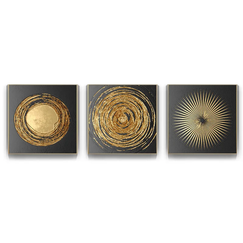 

With Frame Golden Circles Modern Contemporary Abstract Oil Painting On Canvas Wall art picture for living room home decor poster