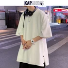 KAPMENTS для мужчин в стиле Харадзюку на Размеры d футболки 2021 летние мужские Японская уличная одежда Дизайнерская обувь из хлопчатобумажной ткани, раздел-футболки, винтажные мужские футболки размера плюс Размеры