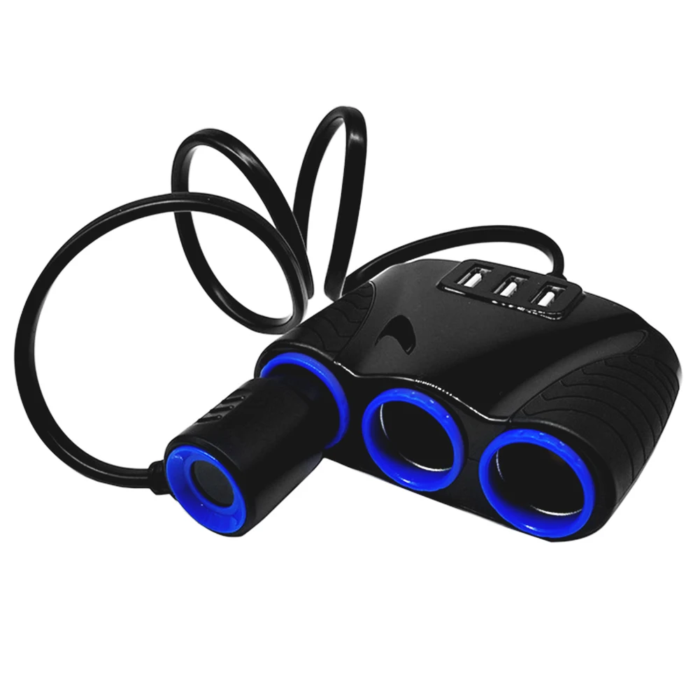 3 полосный разветвитель гнезда прикуривателя 5V USB зарядное устройство адаптер
