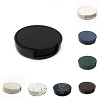 pack of 6pcs durable pu leather cup mat bowl plate waterproof heat insulation round dinnerware accessories desktop decoration