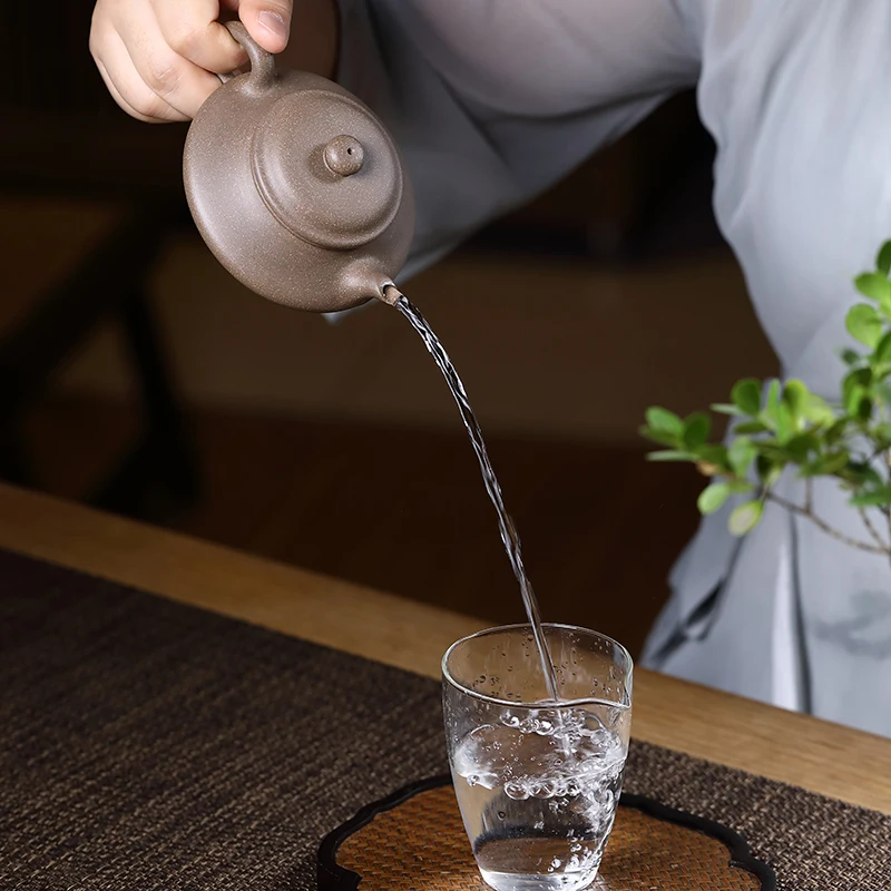 

spring of yixing recommended pure manual undressed ore old piece of mud flat pot kung fu tea sets of household teapot