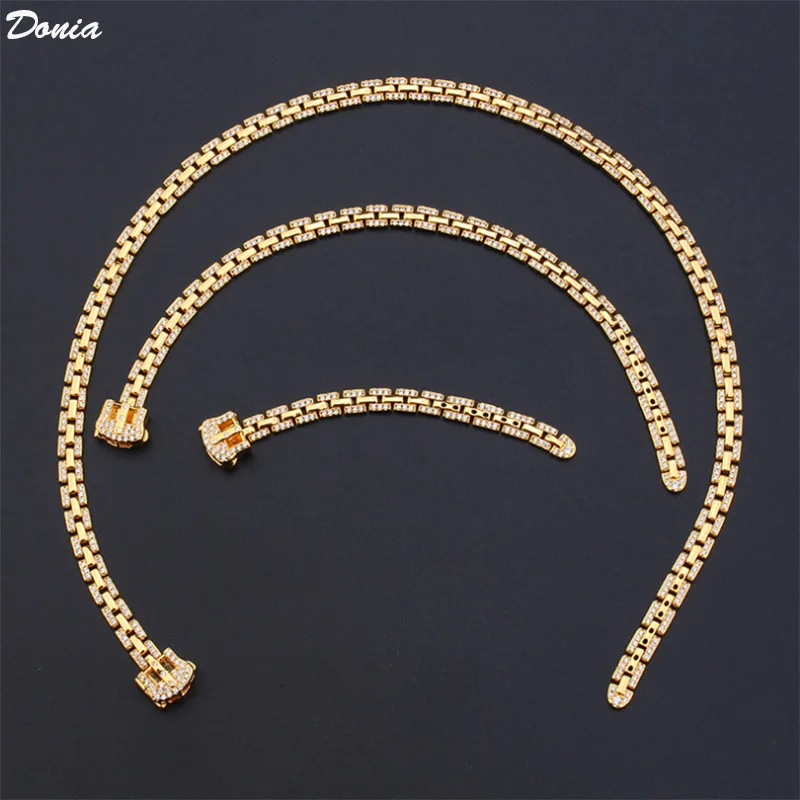 

Donia jewelry Creative hip-hop luxury zipper luxury jewelry set of three popular scalable ring bracelet necklace set