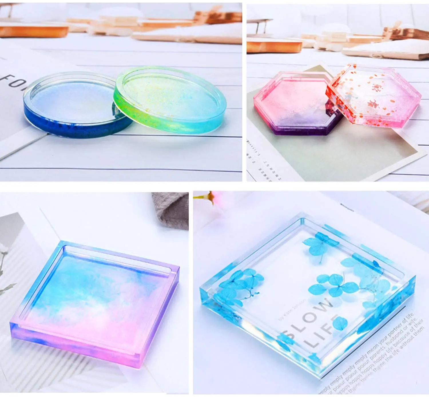 4 упаковки силиконовых форм сделай сам для смолы в том числе цветы вишни круглые