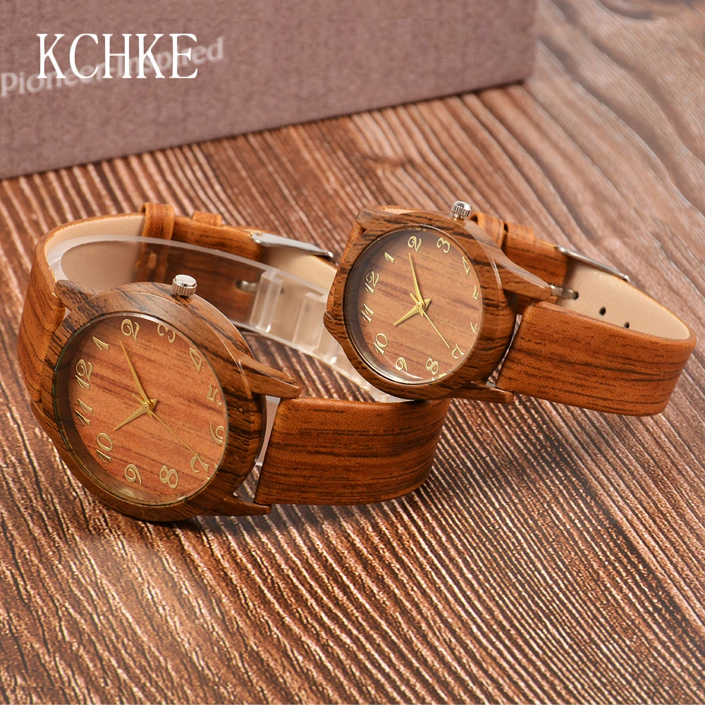 Часы мужские/женские деревянные с Циферблатом из натурального бамбука и