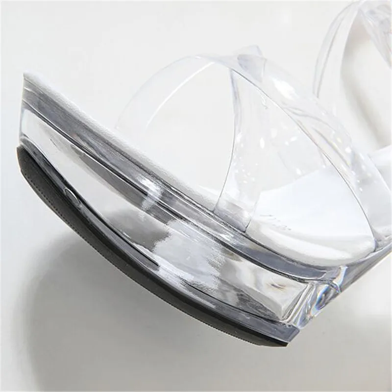 

2020 Platform Sandals Women Wedding Shoes Sexy Transparent PVC Strap High Heel 13/15CM Nightclub Party Shoes Lady Sandals 34-43