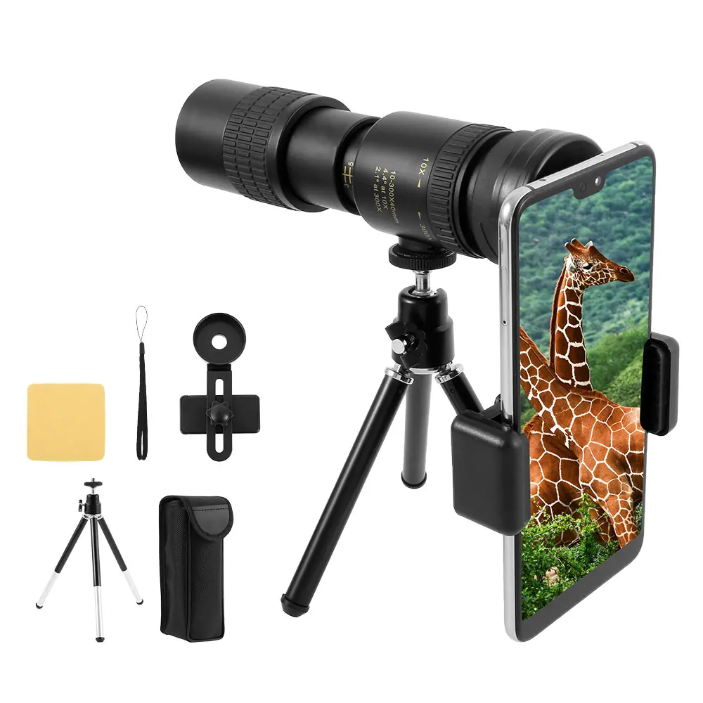 

10-300x40mm Zoom Camping Monocular Telescope Hiking Bird Watching Starscope High Power Ergonomic Non Slip Prism Scenery