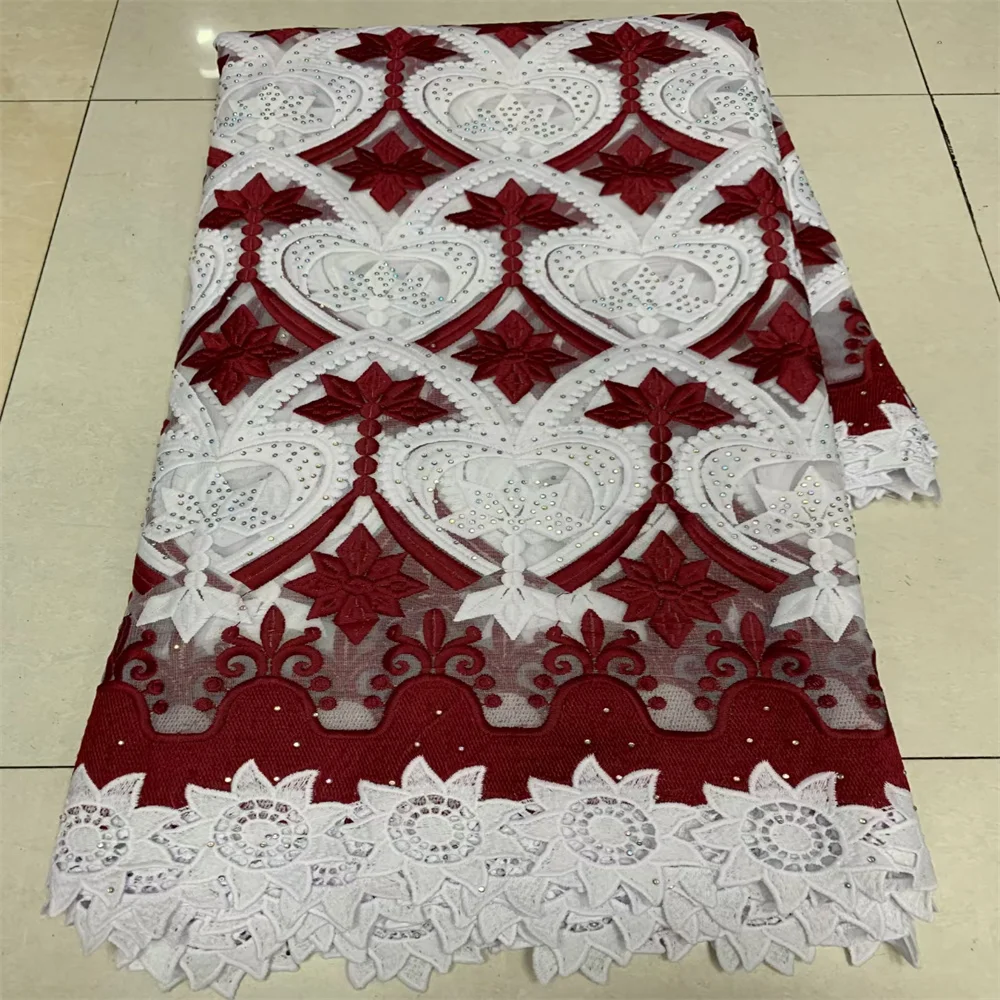 

African Lace Fabric 2021 High Quality Nigerian Guipure Cord Lace Latest Water Soluble Lace Fabric For Wedding Party