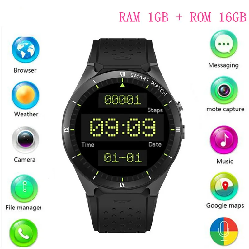 Смарт-часы KW88 Pro, 1 Гб+ 16 ГБ, Android 7,0, Bluetooth 4,0, wifi, 3g, умные часы, мужские наручные часы, Поддержка Google Store, голосовые gps карты
