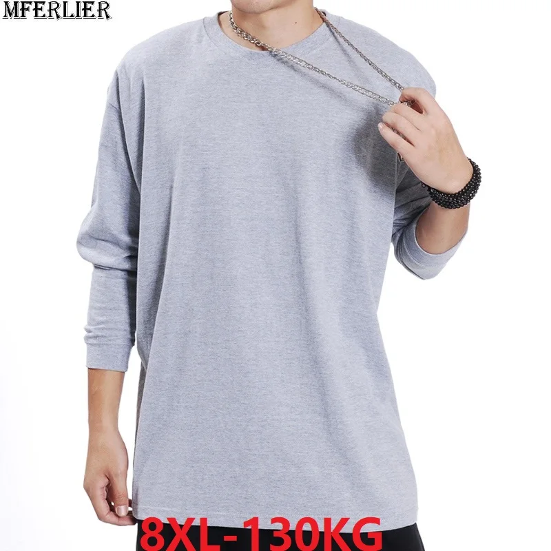 Осенние мужские футболки с длинными рукавами зимние большие размеры 5XL 7XL 8XL
