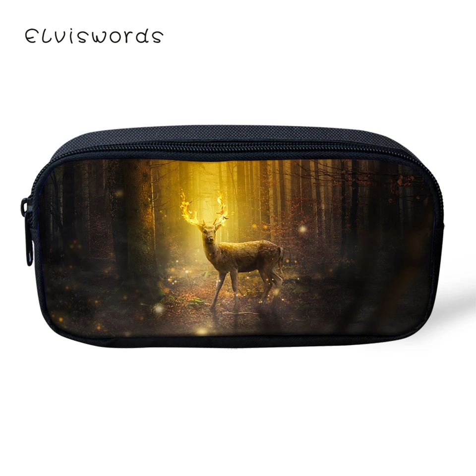 ELVISWORDS модный пенал для детей Фэнтези олень шаблон студенческий ящик мультфильм