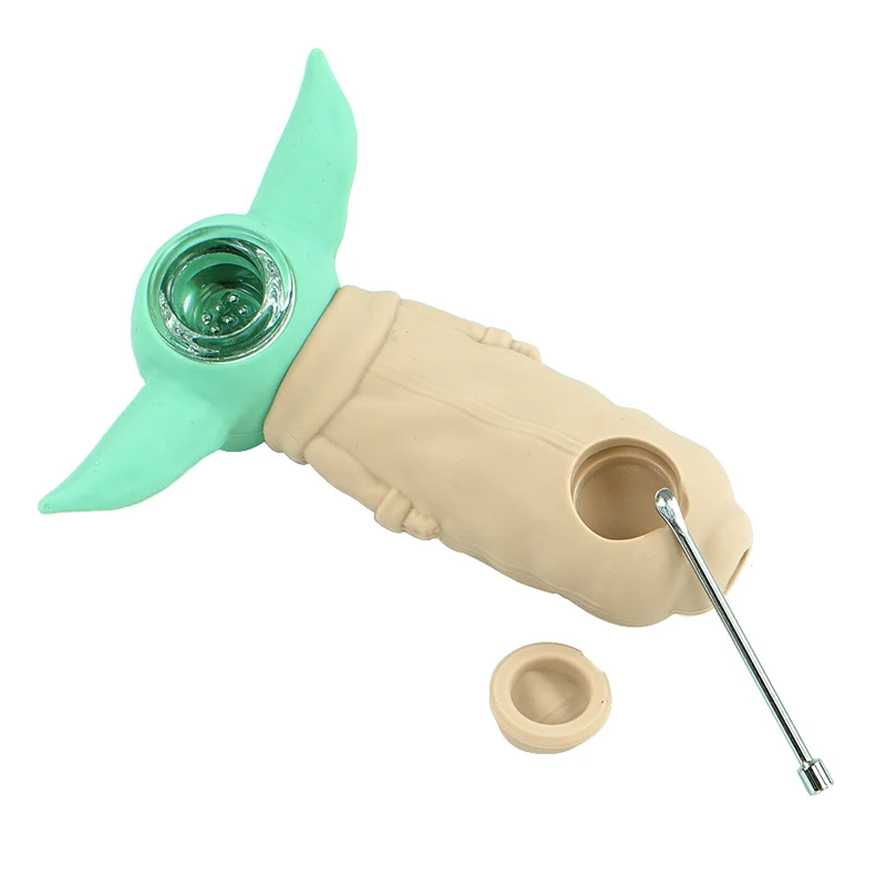 

Premium Silicone Tobacco Smoking Pipe with Glass Bowl Heat Resistant Hand Spoon Cigarette Accessories
