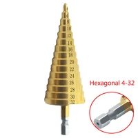 4 32 mm hss titanium coated step drill bit high speed steel metal wood hole cutter cone drilling tool
