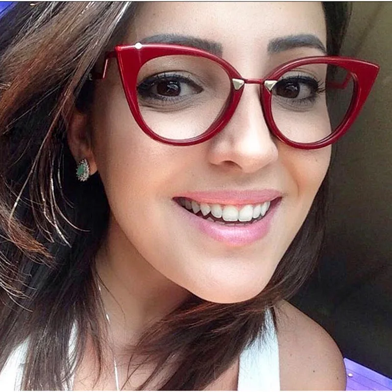 

GODU Anti-Blue Light Classic Cat Eye Glasses Frame Women Brand Designer Fashion Acetate Material Red Optical Eyeglasses