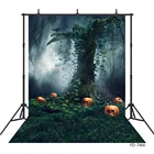 Виниловые тканевые фоны с тыквами ночного леса на Хэллоуин для детской портретной фотосъемки в фотостудии