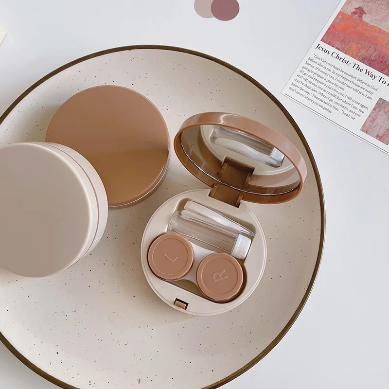 Футляр для контактных линз Женский однотонный портативный милый чехол уходом за