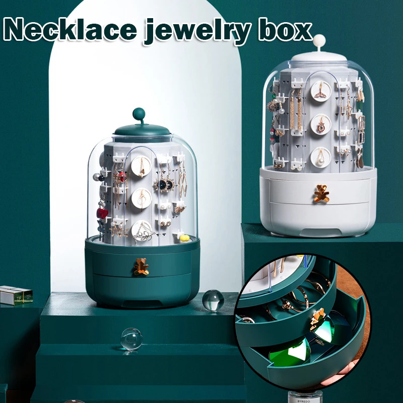 High-End Fashion Jewelry Earrings Storage Rack Rotatable Large-Capacity Jewelry Organizer Box Best Gift for Girls FS99