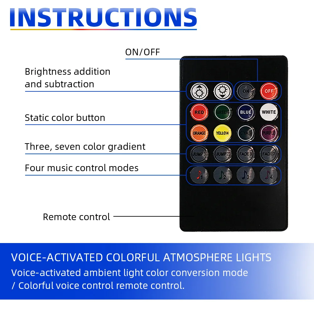 CROSSFOX Car Interior Decorative Music sound Control Multiple lighting Auto RGB led Ambient Light mood Products Styling Colorful |