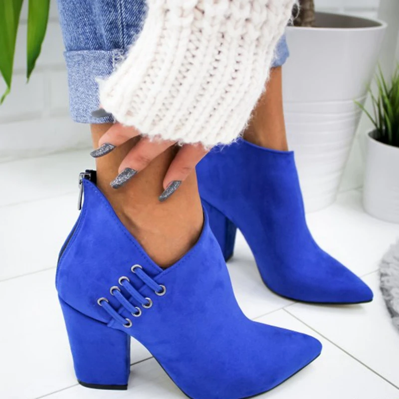

Winter Ankle Boots Women Shoes Sexy Boots Short Boots High-heel Fashion Pointed Europe Shoes Plus Size 35-43