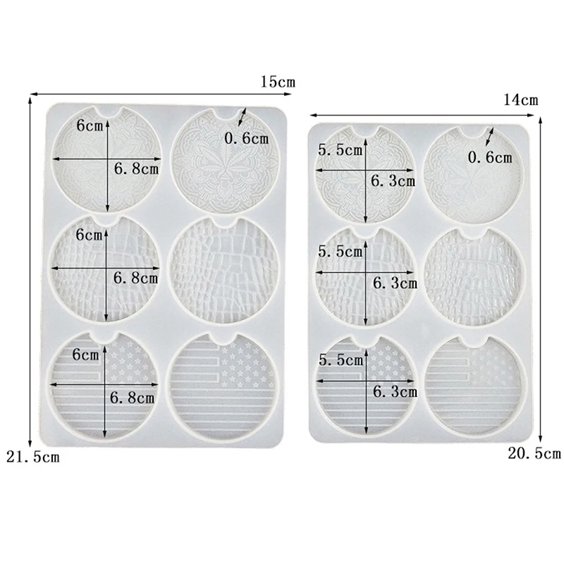 

6 Pcs/Set Car Coaster Epoxy Resin Mold DIY Auto Cup Mat Crafts Silicone Mould Casting Tool