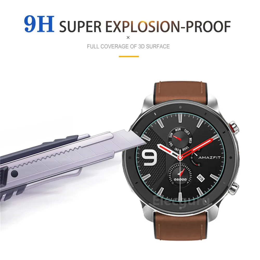 

2pcs accessories For Xiaomi Huami Amazfit GTR smartwatch Tempered Glass Screen Protector For GTR 47mm 42mm Protective Film Guard