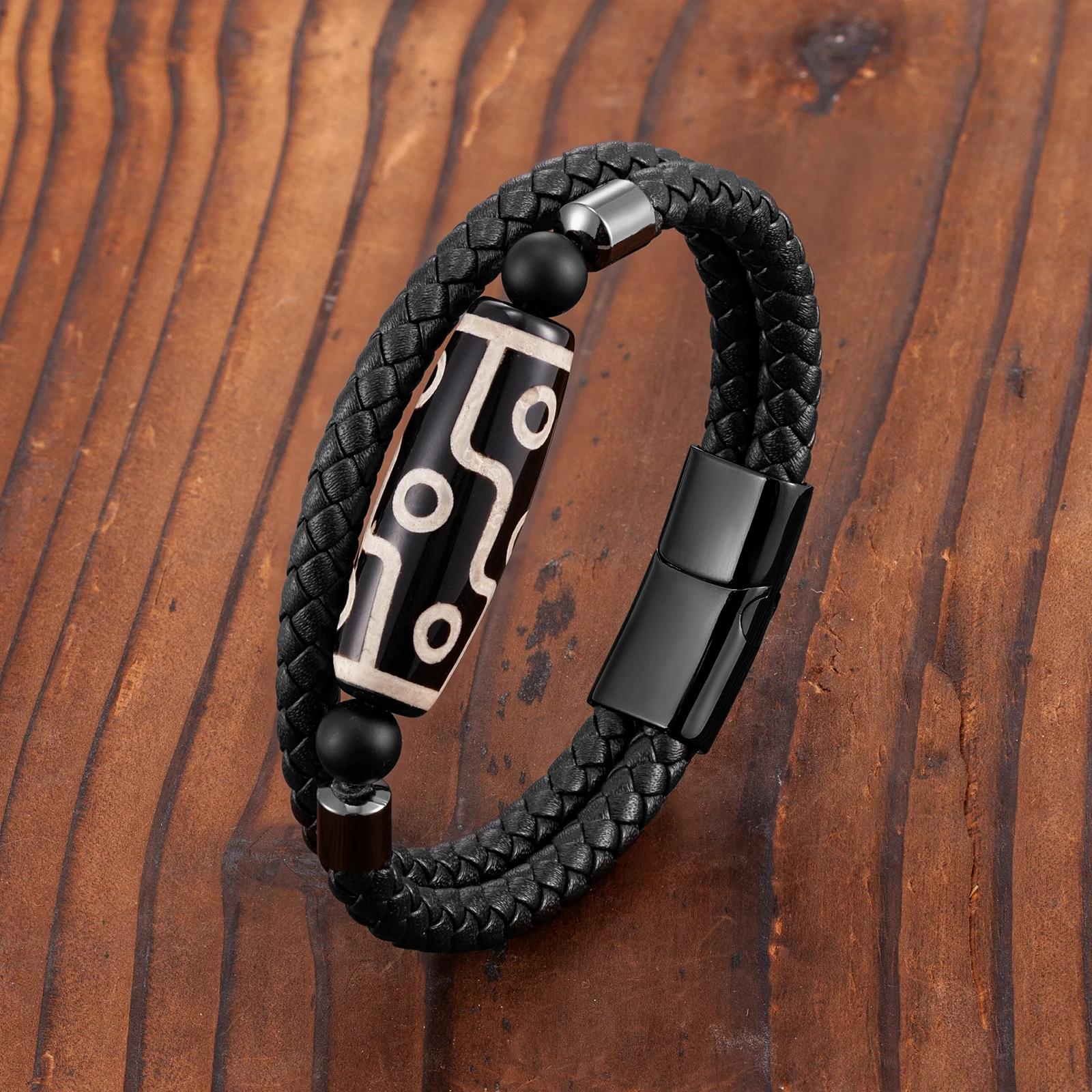 Продолговатый 9-глазный ювелирный изделие из натурального агата Dzi двухцветный